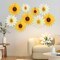 9PCS Sunflower Party Decorations Sunflower Paper Fans Yellow Birthday Decorations Hanging Paper Flower Fan